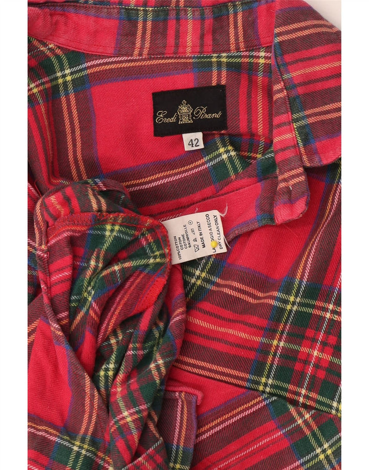 Camisa feminina de flanela Eredi Pisano IT 42 algodão xadrez vermelho médio