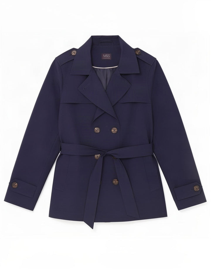 Trench Coat feminino Marks & Spencer Reino Unido 12 poliéster azul marinho médio