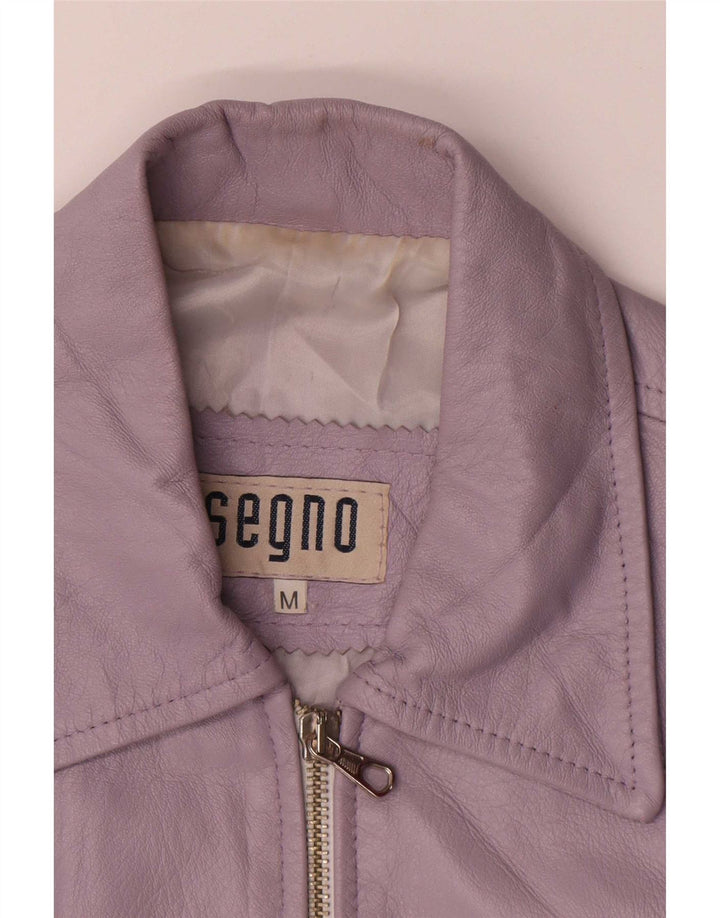 Jaqueta de couro feminina Segno UK 12 médio roxo
