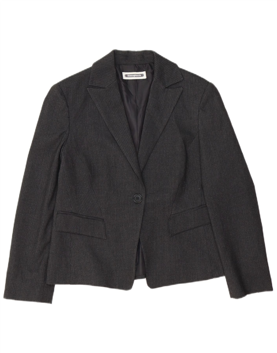 Jaqueta blazer feminina BIANCOGHIACCIO com 1 botão IT 46 listra cinza grande
