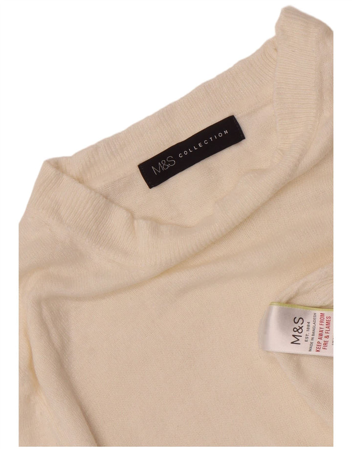 Suéter feminino Marks & Spencer com gola canoa Reino Unido 8 pequeno off white