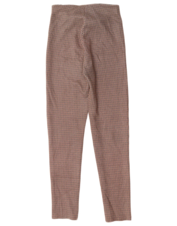 Calça feminina casual skinny Zara XS W24 L27 marrom houndstooth
