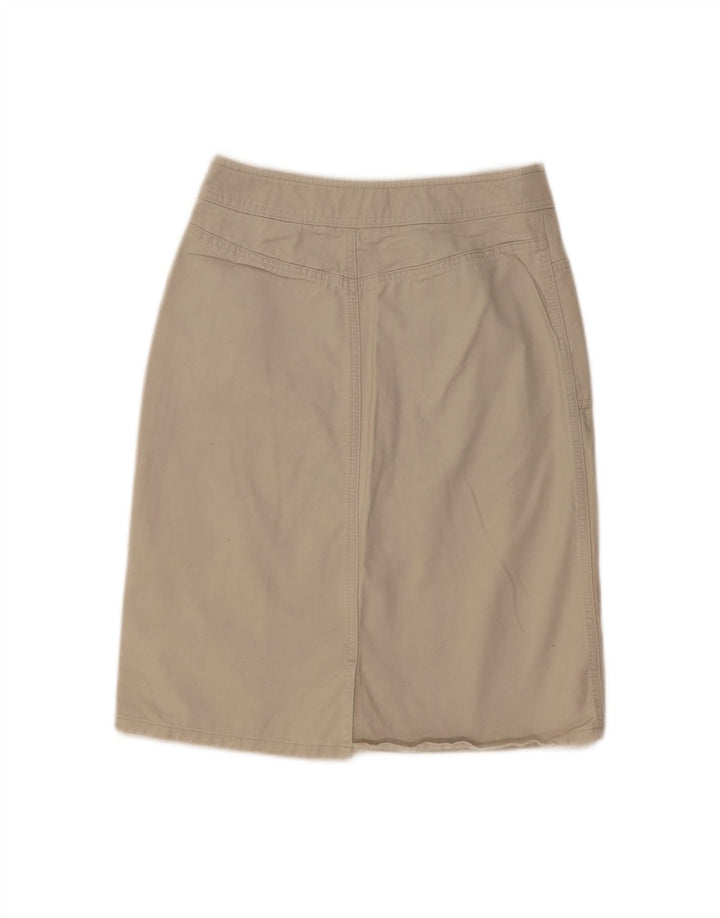 EDDIE BAUER Saia reta feminina EUA 6 médio W28 algodão bege