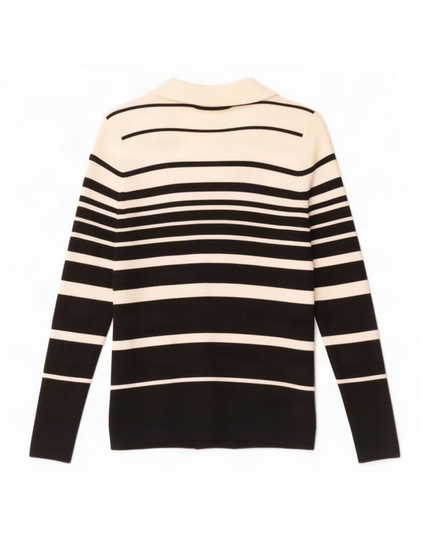 Suéter cardigã aberto feminino Marks & Spencer Reino Unido 10 listrado preto pequeno