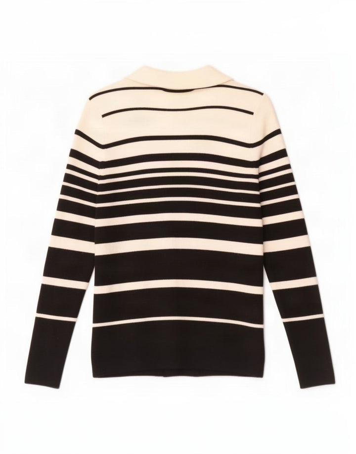 Suéter cardigã aberto feminino Marks & Spencer Reino Unido 10 listrado preto pequeno