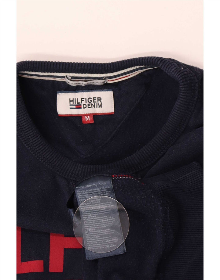 Tommy Hilfiger moletom gráfico masculino jumper médio azul marinho algodão