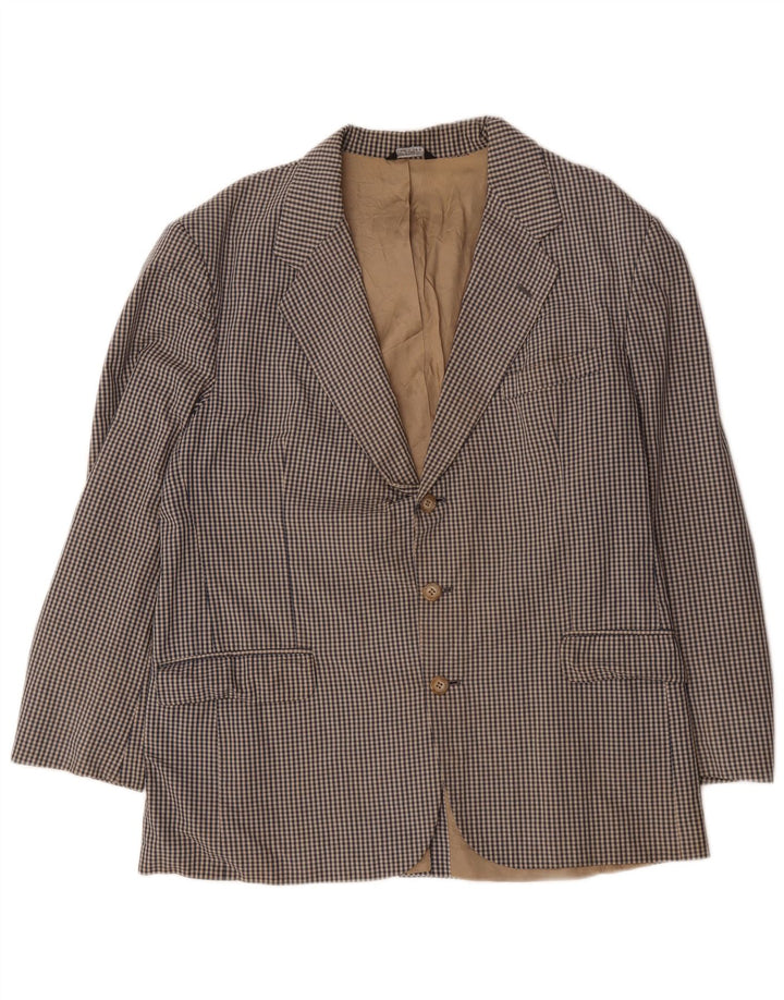 Jaqueta Blazer Orvis Masculina com 3 Botões Reino Unido 42 XL Cinza Gingham