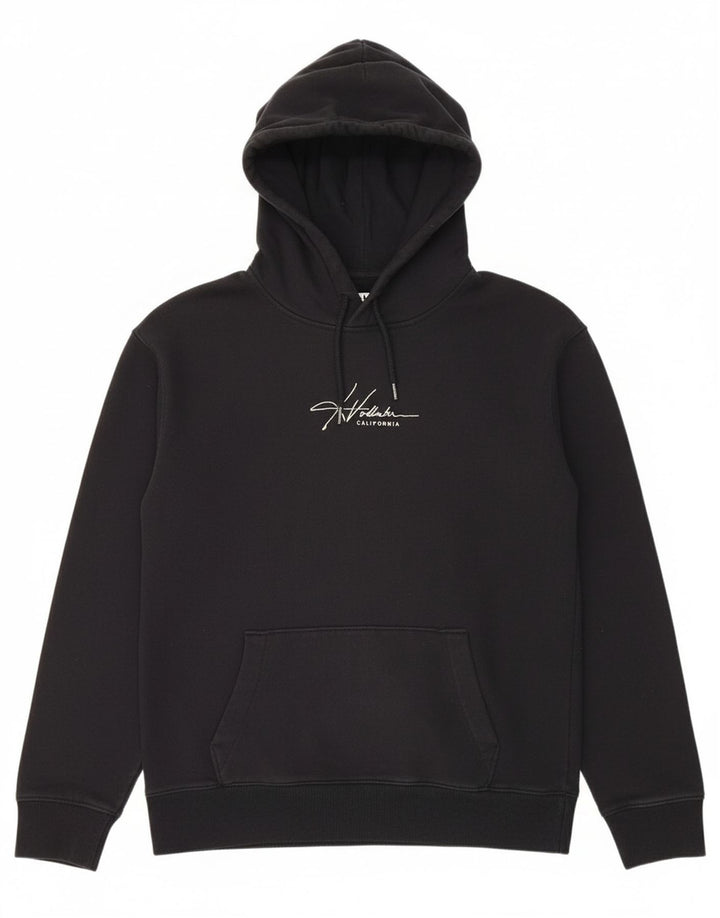 HOLLISTER masculino gráfico moletom com capuz médio algodão preto