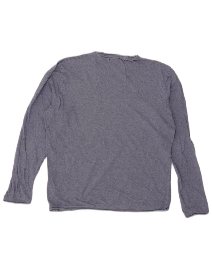 Top feminino Zara manga comprida UK 14 azul médio
