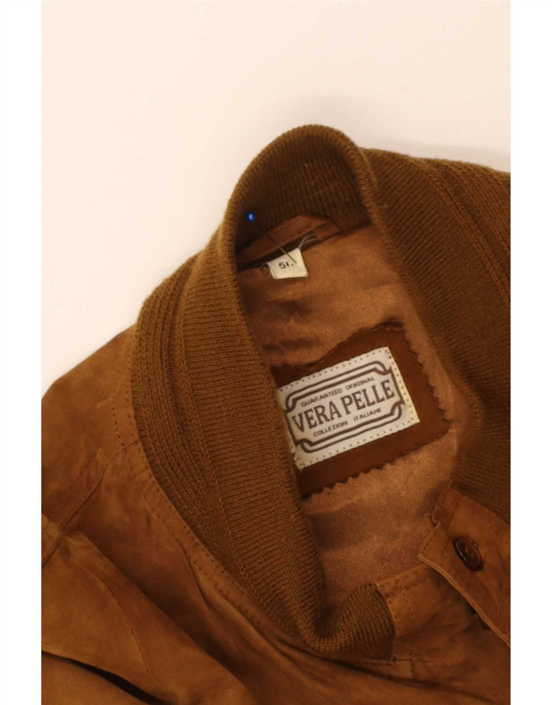 Jaqueta bomber masculina vintage de camurça IT 56 3XL couro bege