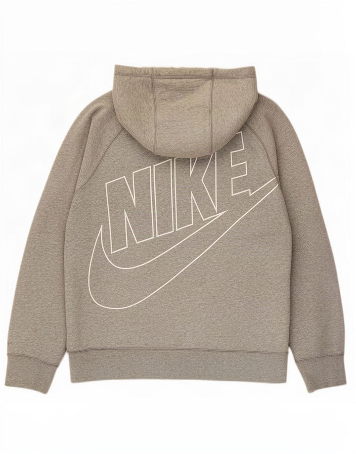 Suéter masculino Nike Graphic Zip com capuz grande algodão cinza