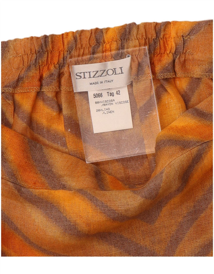 Saia evasê feminina STIZZOLI IT 42 médio W28 viscose listrada laranja