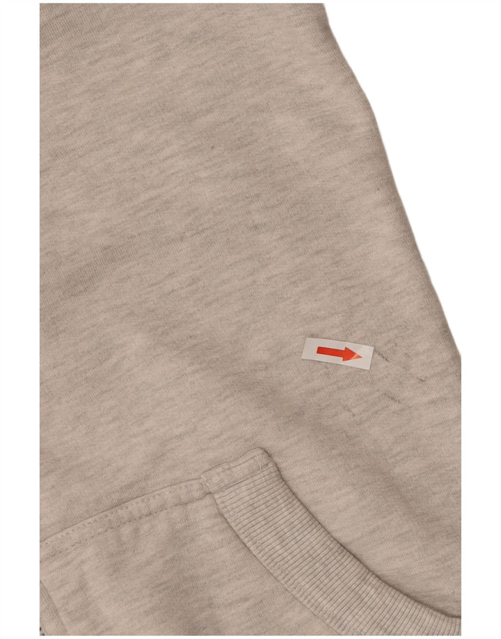 Suéter feminino Superdry com capuz e zíper Reino Unido 14 algodão manchado cinza médio