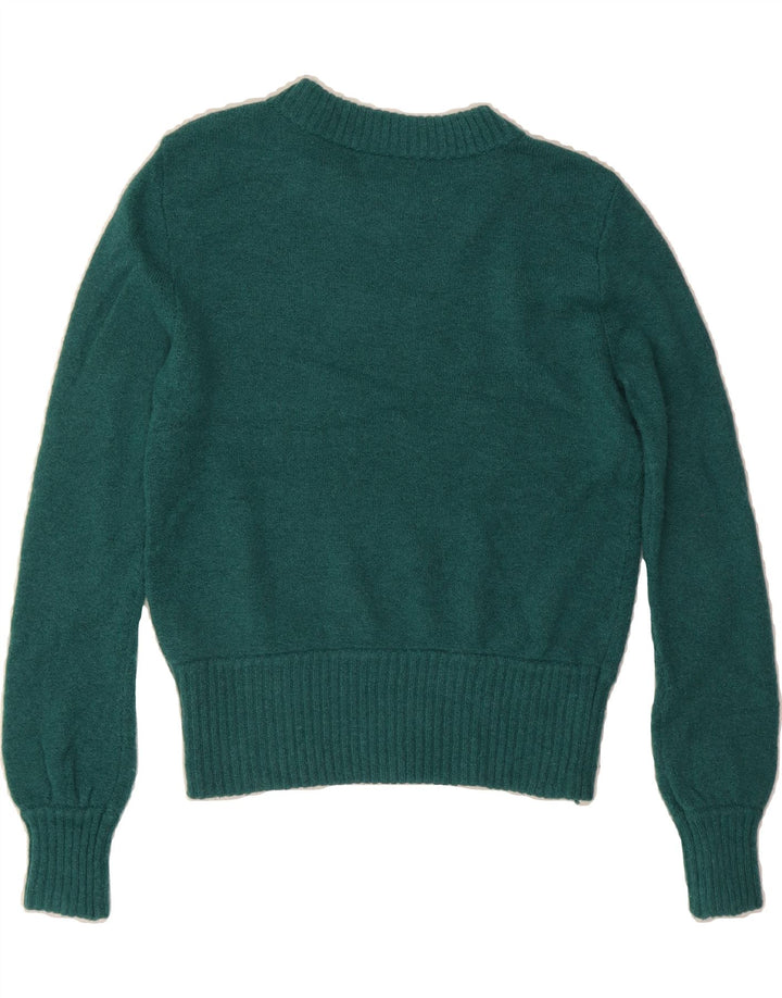 J. CREW Womens Oversized Crop Crew Neck Jumper Sweater UK 2 2XS Green Vintage J. Crew and Second-Hand J. Crew from Messina Hembry 