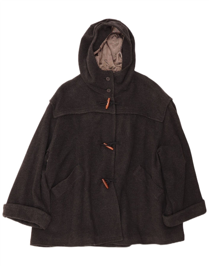 Casaco Duffle feminino oversized com capuz BENETTON IT 42 lã cinza médio