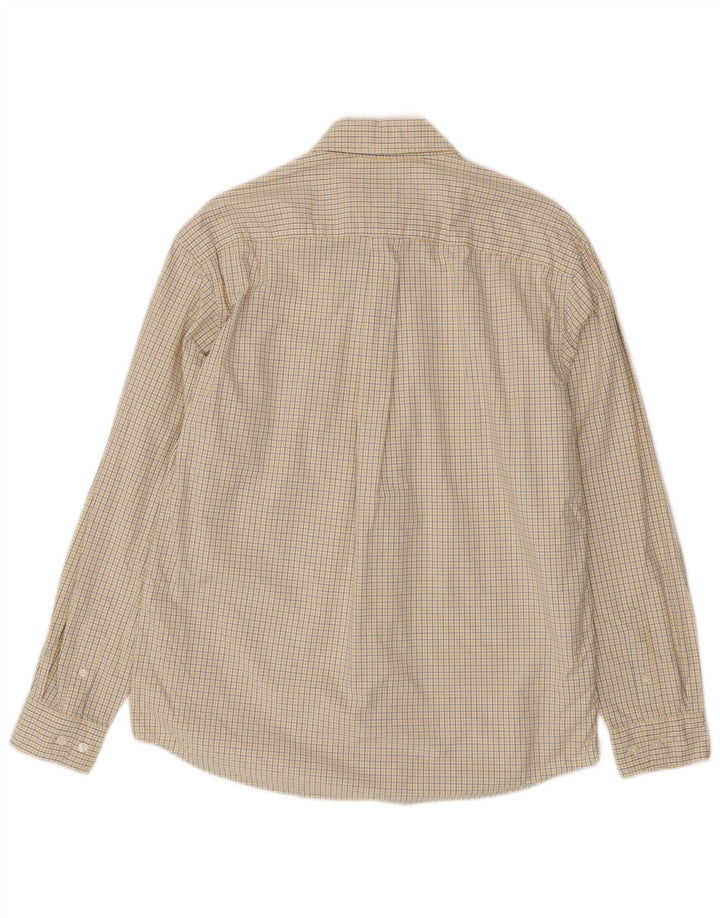 Camisa masculina Eddie Bauer de algodão xadrez amarelo médio