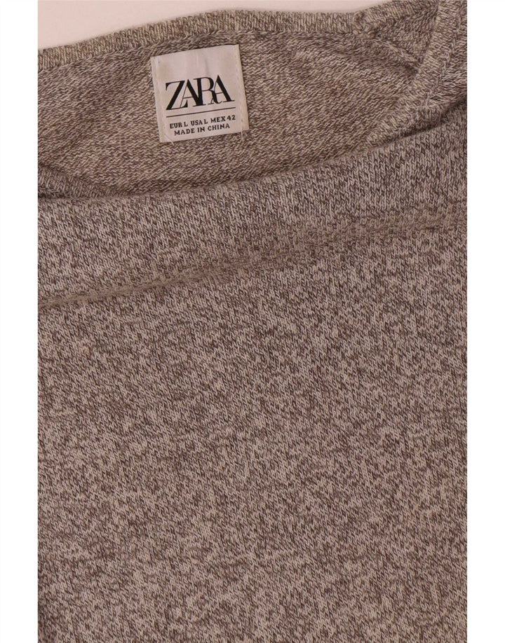 Zara Top masculino manga comprida grande cinza manchado