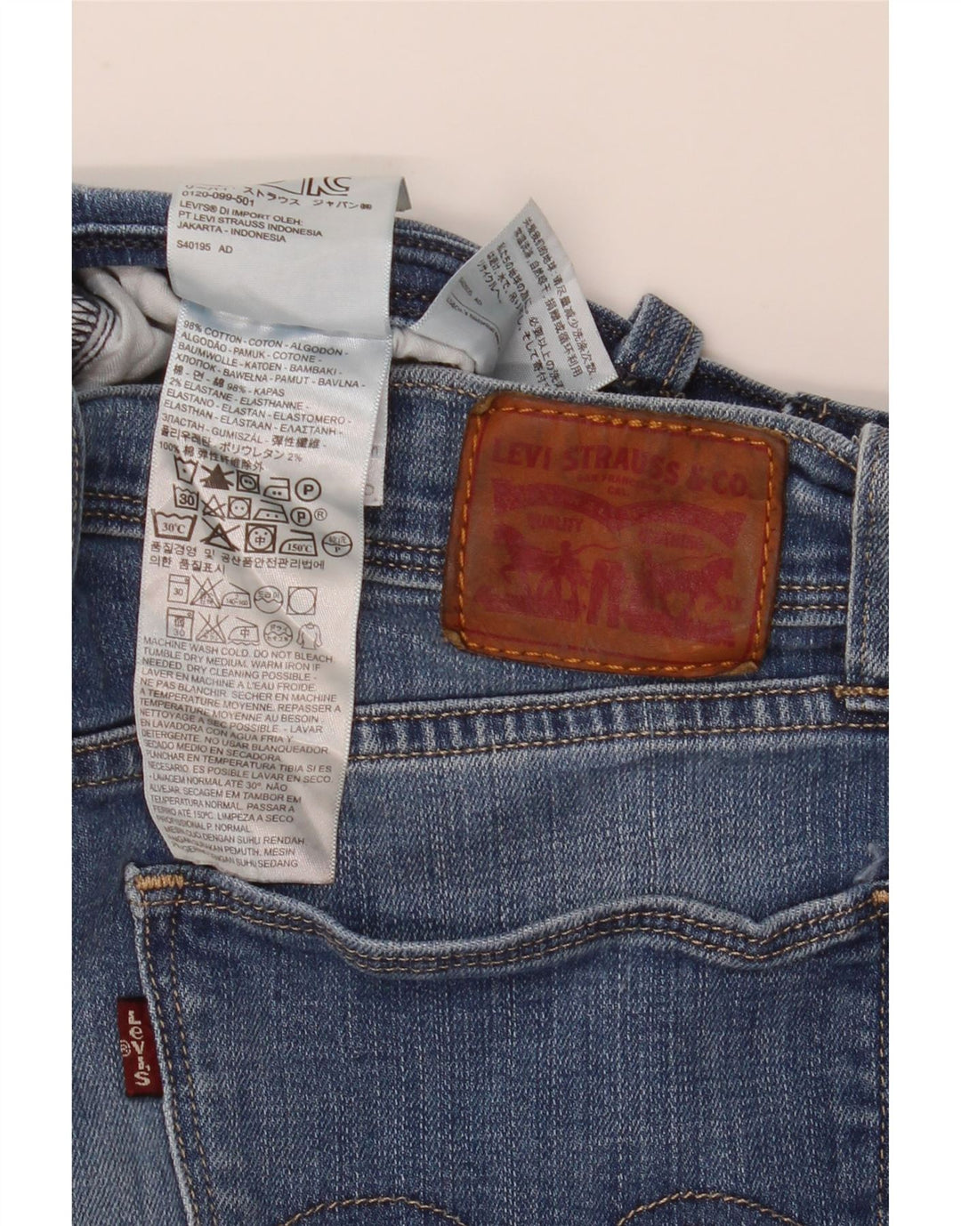 Jeans skinny feminino Levi's W28 L30 algodão azul