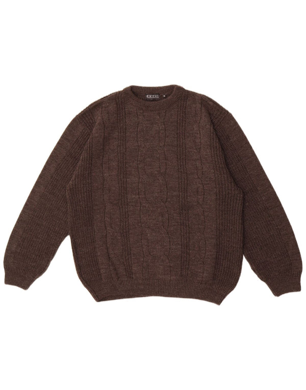 Suéter masculino Barisal com ajuste solto e gola redonda, cinza médio poliacrílico