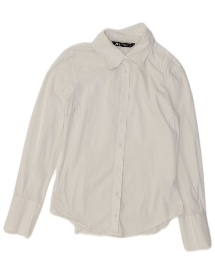 Camisa formal feminina ZARA Reino Unido 10 pequeno algodão branco