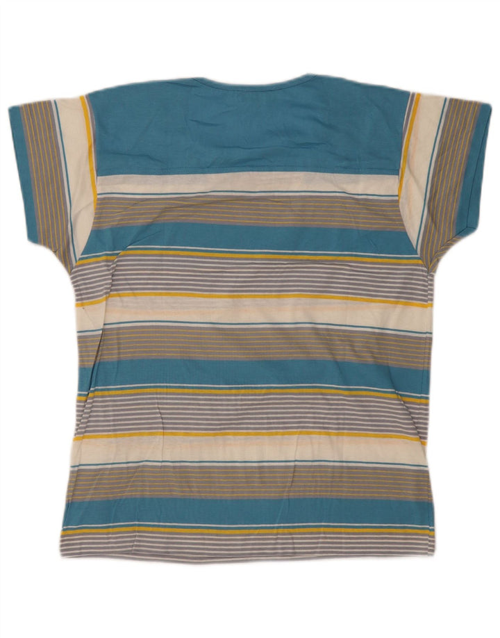 Camiseta feminina grande Cagi UK 14 algodão listrado multicolorido médio