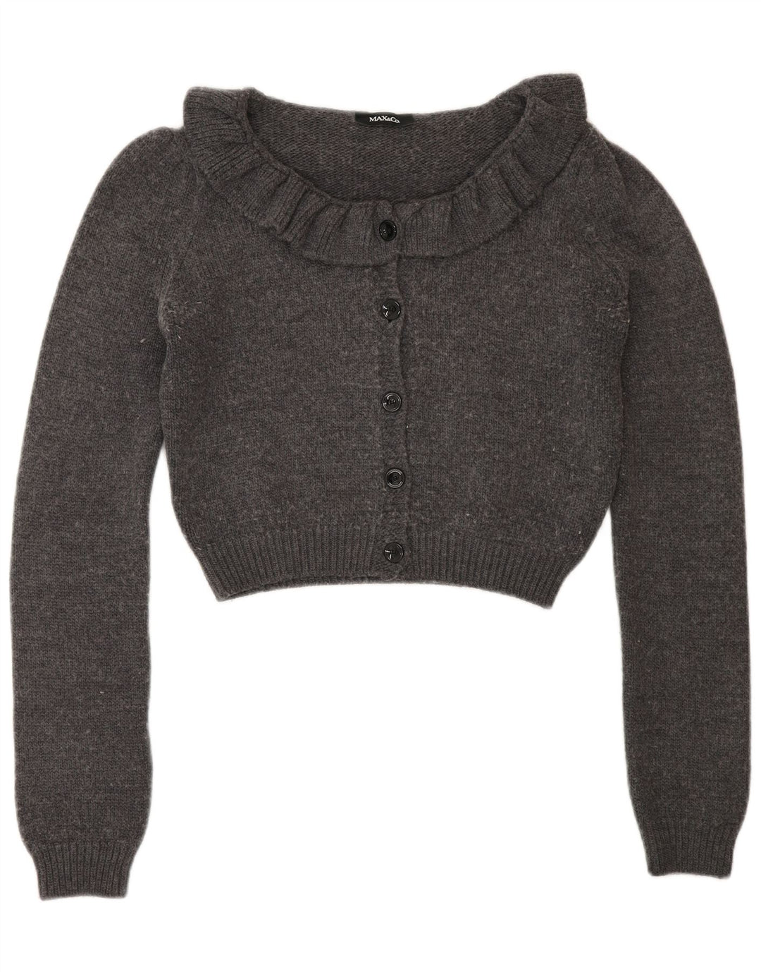 Suéter cardigã feminino Max & Co. Reino Unido 12 lã cinza médio