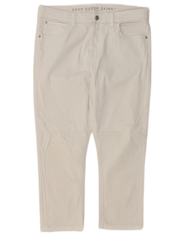 Calça Jeans Feminina Marks & Spencer Super Skinny Cropped UK 14 Grande W32 L22 Branco