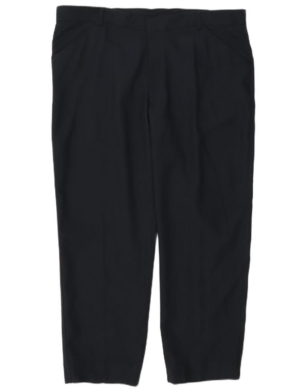 Calça masculina reta casual Farah W42 L31 poliéster azul marinho