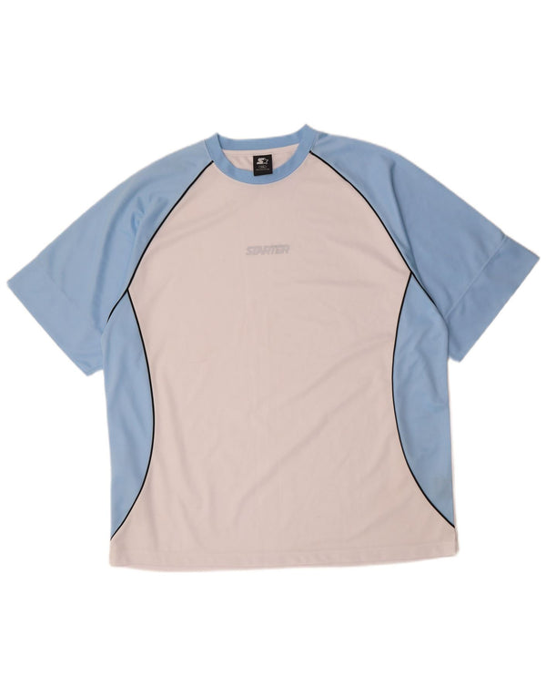 STARTER Mens Graphic T-Shirt Top 2XL White Colourblock Polyester
