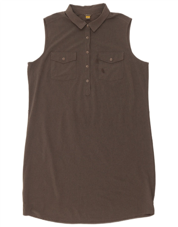 Vestido pulôver feminino sem mangas Eddie Bauer Reino Unido 18 XL cinza poliéster