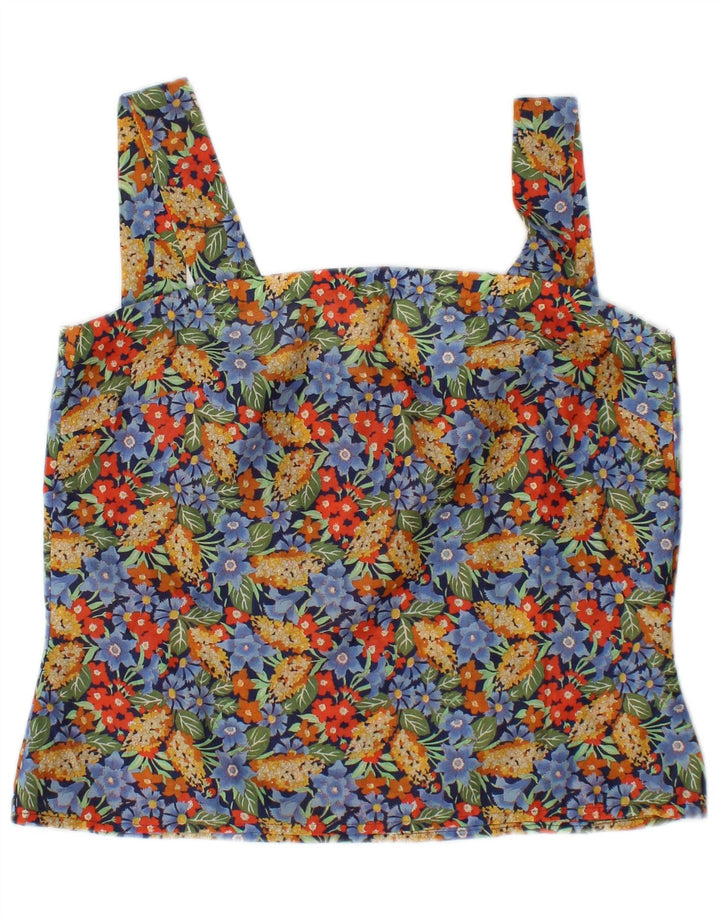 Cami Top Feminino Vintage UK 10 Pequeno Floral Multicolorido