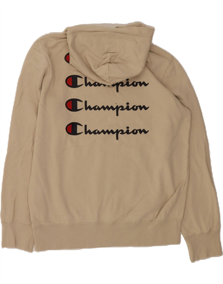 CHAMPION Mens Graphic Hoodie Jumper XL Beige Cotton Vintage Champion and Second-Hand Champion from Messina Hembry 