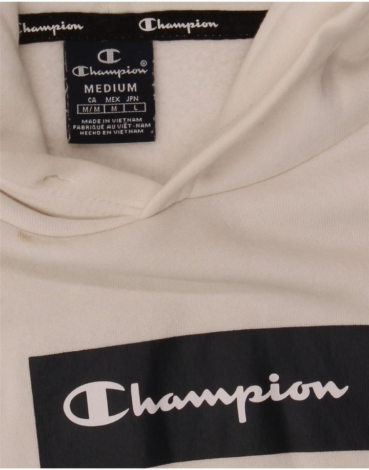 Jumper com capuz gráfico masculino Champion médio algodão branco