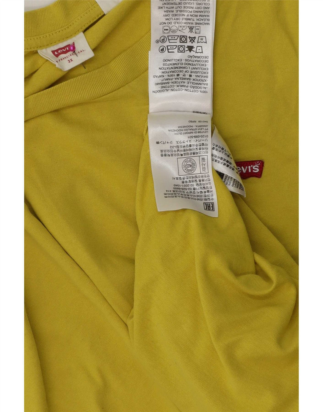 Camiseta masculina Levi's Top 3XL algodão amarelo