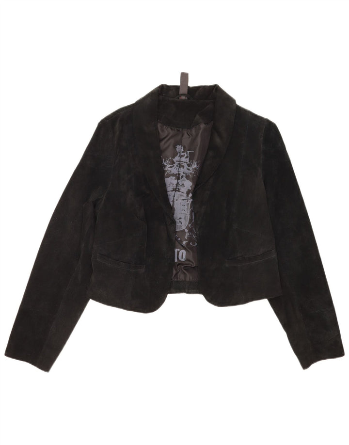 Jaqueta Bolero feminina vintage de camurça IT 40 pequena preta
