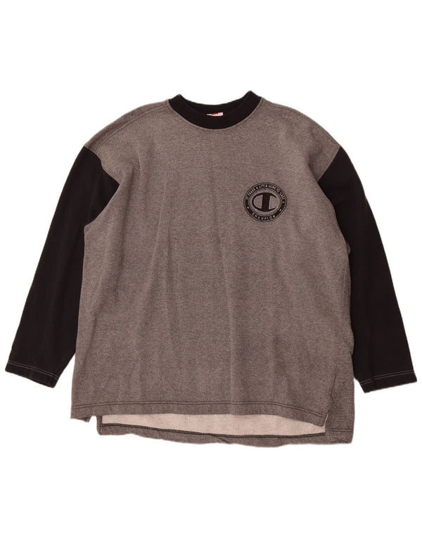 Champion moletom masculino jumper XL cinza colorblock algodão
