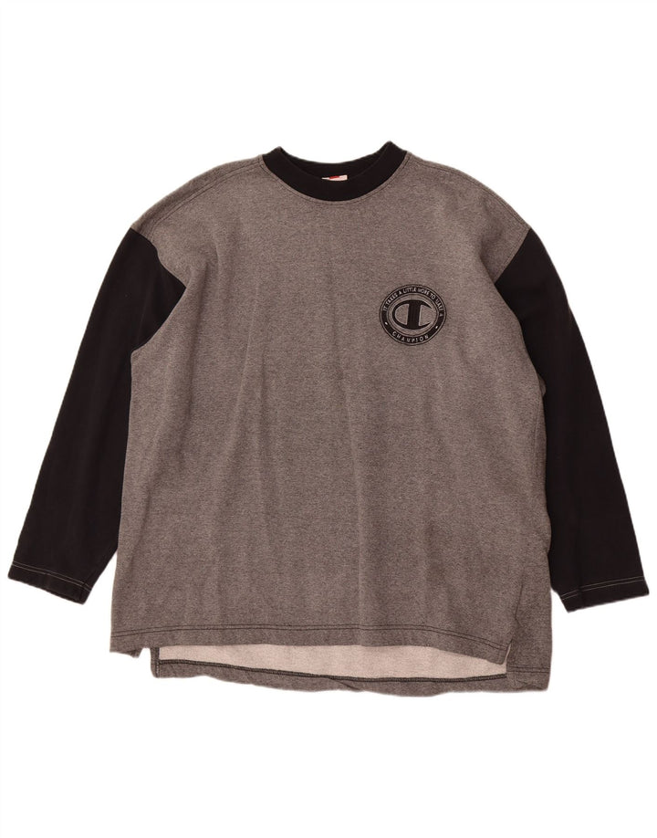 Champion moletom masculino jumper XL cinza colorblock algodão