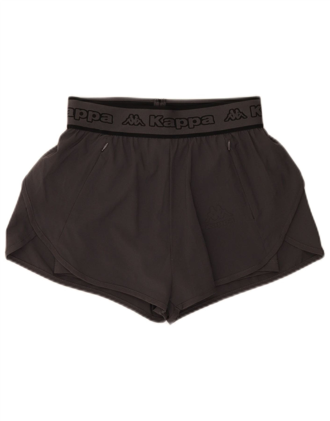 Shorts esportivos gráficos femininos Kappa UK 6 XS cinza poliéster