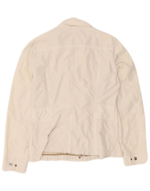 Jaqueta utilitária feminina Zara UK 14 grande poliéster branco