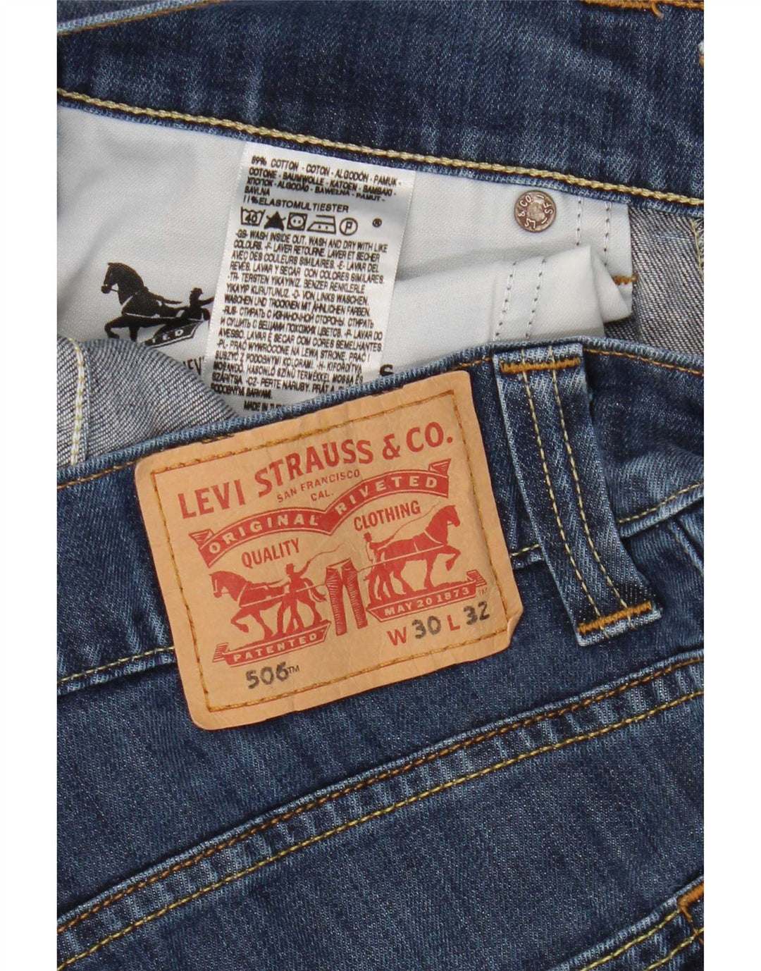 Calça jeans feminina Levi's 506 Straight W30 L28 azul algodão