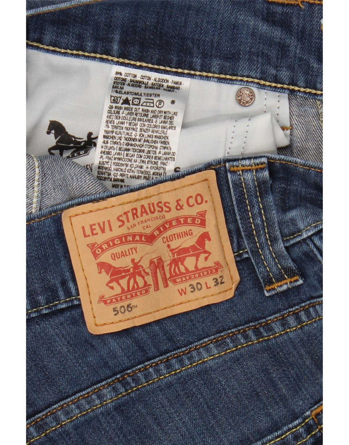 Calça jeans feminina Levi's 506 Straight W30 L28 azul algodão