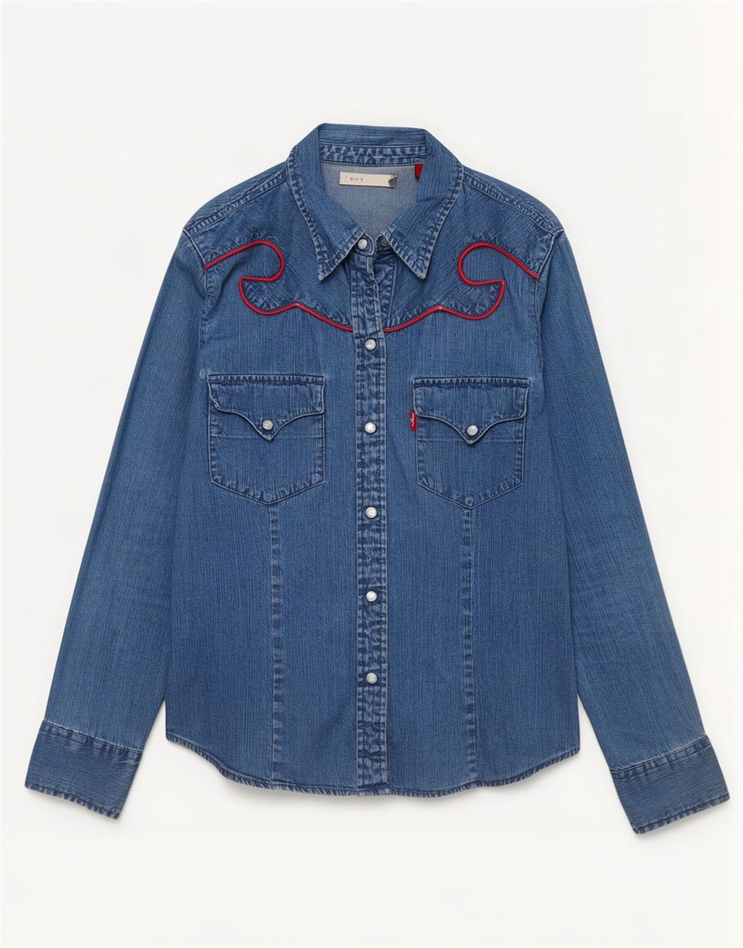 Camisa jeans feminina Levi's UK 10 algodão azul pequeno