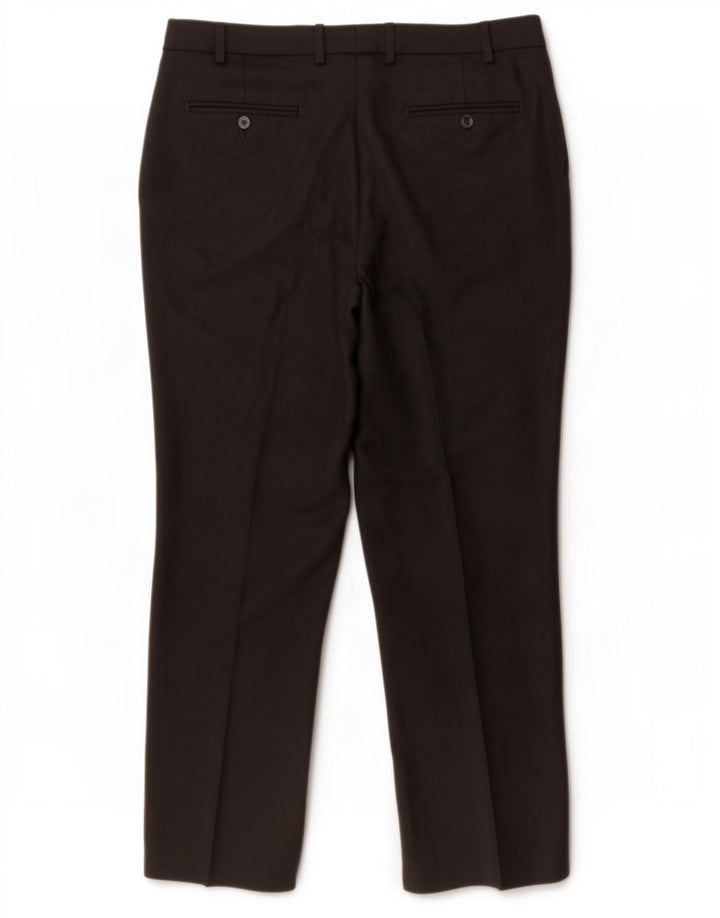 Calça masculina Marks & Spencer com ajuste sob medida W38 L31 lã preta