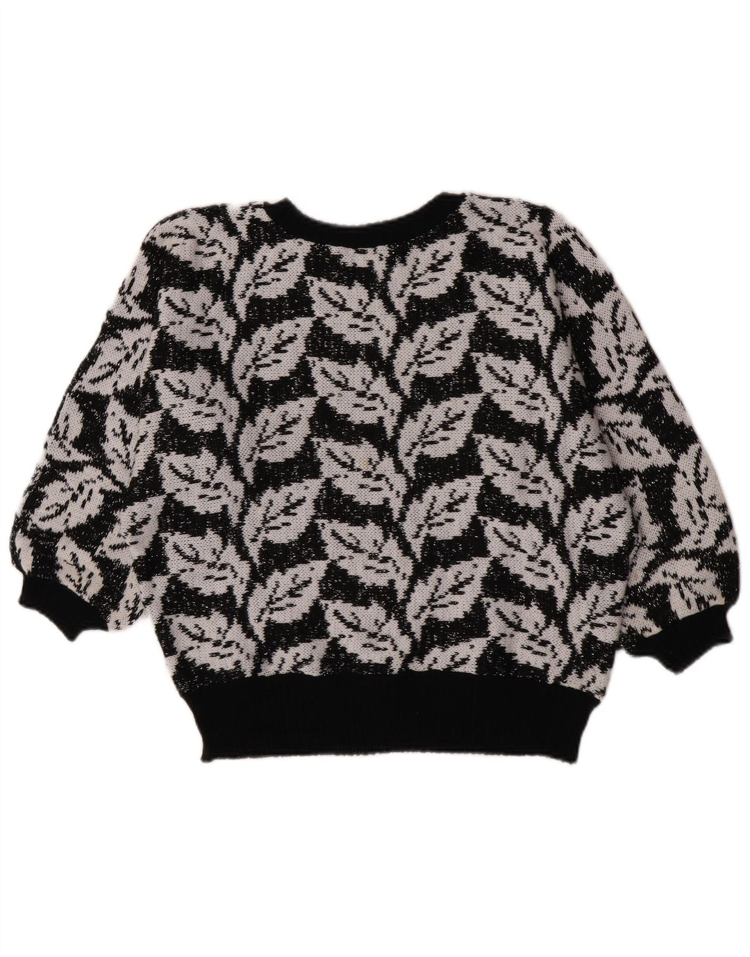 Suéter feminino vintage com estampa abstrata e gola redonda Reino Unido 14 médio preto