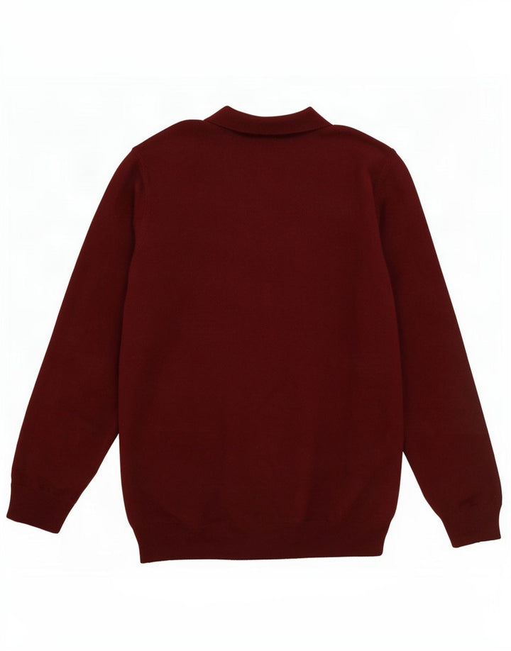 Suéter masculino Massimo Dutti com gola polo, grande lã cor de vinho