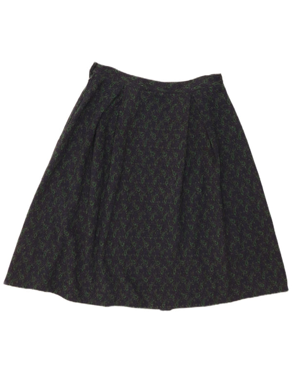 Saia vintage feminina linha A W28 médio azul marinho Paisley