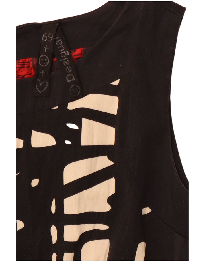 DESIGUAL Vestido feminino com bainha com padrão abstrato UE 38 médio preto