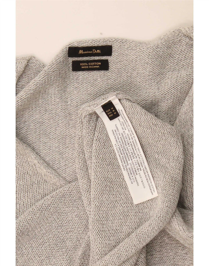 Suéter feminino Massimo Dutti com decote em V Reino Unido 14 algodão manchado cinza médio