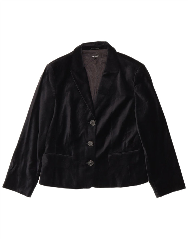 Jaqueta Blazer Feminina Caractere com 3 Botões Reino Unido 16 Grande Algodão Preto