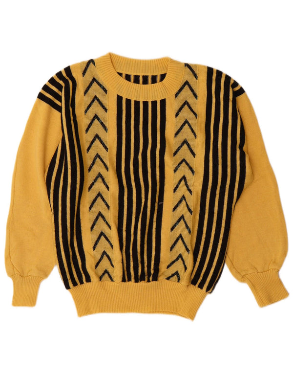 Vintage Womens Boat Neck Jumper Sweater UK 14 Medium Yellow Striped
